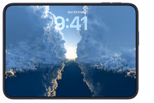Wallpaper preview on iPhone 17 Pro Max running iOS 26 - Blue Cloud Rift