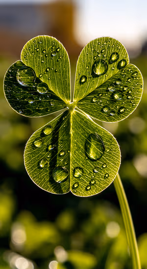 Macro clover centered on a green background in nature macro aesthetic.