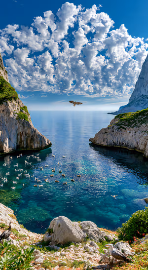 Blue Coastal Cliffs — iPhone lock screen wallpaper