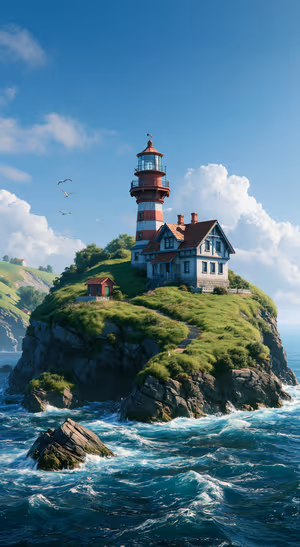 Coastal Lighthouse Clifftop — iPhone lock screen wallpaper