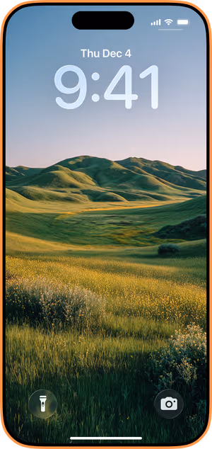 Wallpaper preview on iPhone 17 Pro Max running iOS 26 - Sunlit Wildflower Meadow