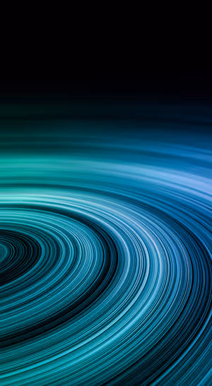 Abstract concentric light trails on a blue and black background in a modern digital aesthetic.