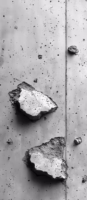 Minimalist industrial concrete texture centered on a gray background with cracked surfaces and scattered debris ultra HD 8K image.