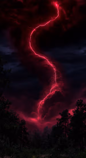 Dark gothic lightning centered on a crimson and black background in a storm aesthetic.