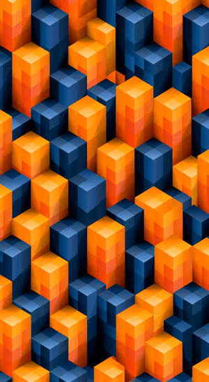 Isometric Orange Cubes — iPhone lock screen wallpaper