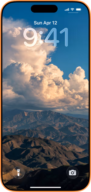 Wallpaper preview on iPhone 17 Pro Max running iOS 26 - Cinematic Mountain Cloudscape