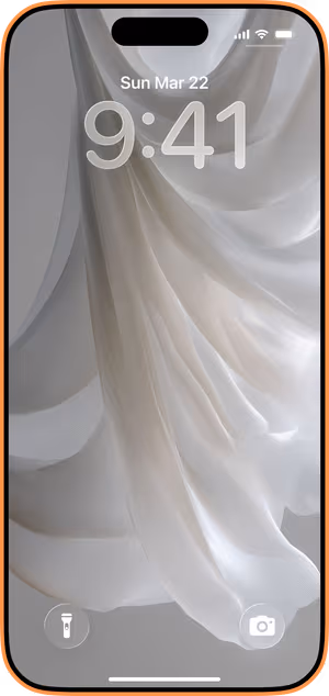 Wallpaper preview on iPhone 17 Pro Max running iOS 26 - Ethereal Sheer Drapes