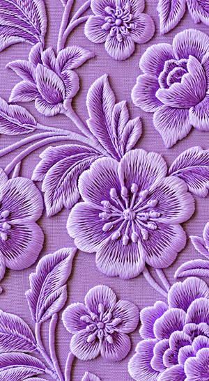 Embroidered Purple Flowers