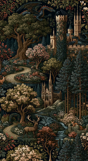 Enchanted Castle Tapestry — iPhone lock screen wallpaper