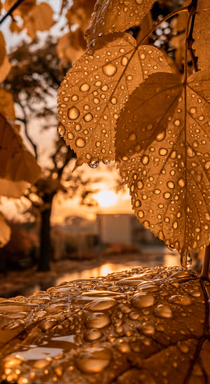 Amber Rain Dappled Leaves