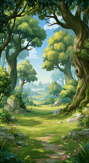 Enchanted Green Forest Path