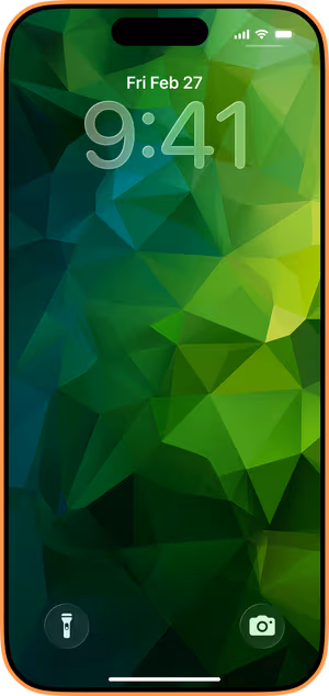 Wallpaper preview on iPhone 17 Pro Max running iOS 26 - Emerald Facets