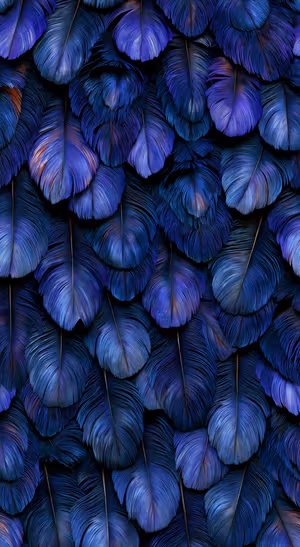 Indigo Feather Mosaic — iPhone lock screen wallpaper