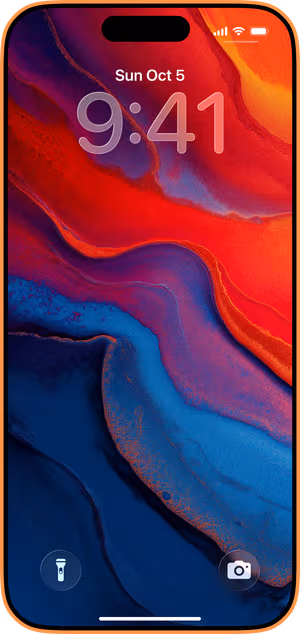 Wallpaper preview on iPhone 17 Pro Max running iOS 26 - Color Waves