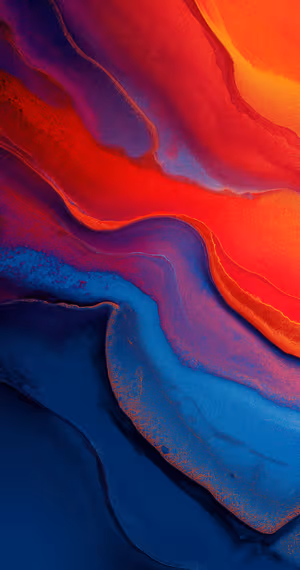 Vibrant abstract color waves on red, orange and deep blue background with textured glitter granules ultra hd image.