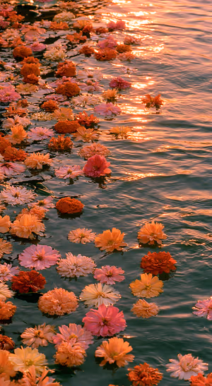 Sunset Floating Flowers