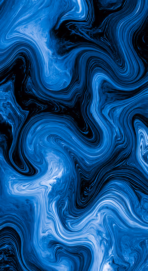 Fluid marble swirls in blue and black on an abstract background with a dramatic aesthetic.