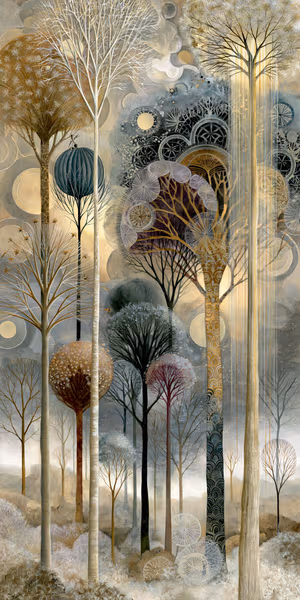Gilded Dream Grove — iPhone lock screen wallpaper