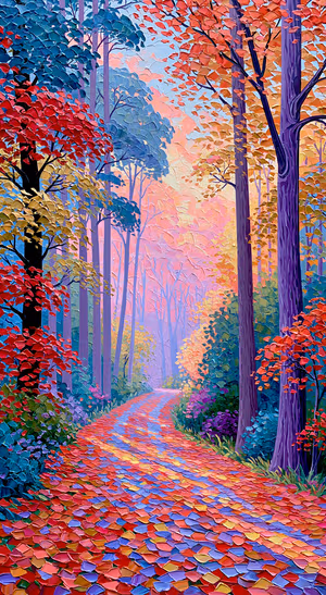 Painterly Forest Path — lock screen wallpaper