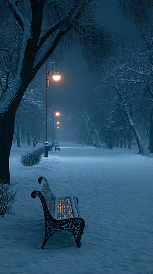 Frosted Park Bench