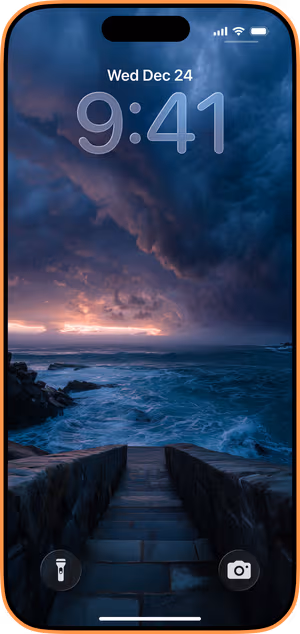 Wallpaper preview on iPhone 17 Pro Max running iOS 26 - Ocean Staircase