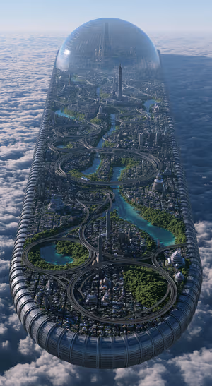 Futuristic Glass Megacity — iPhone lock screen wallpaper