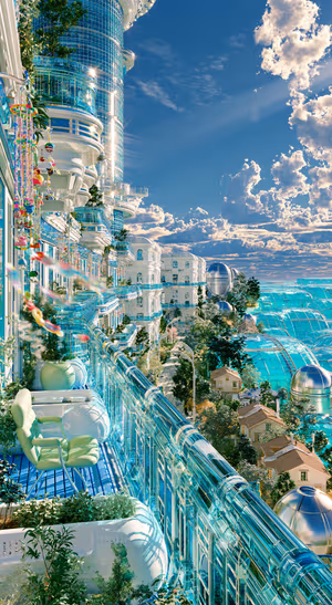 Turquoise Futuristic Cityscape