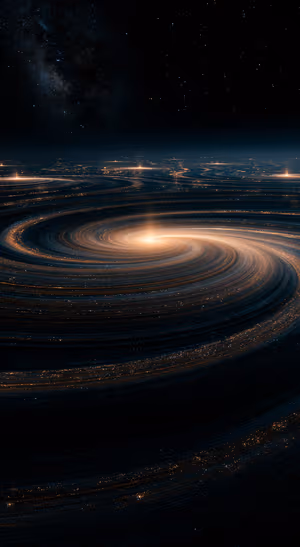 Golden Galaxy Rings — iPhone lock screen wallpaper