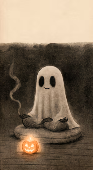 Sepia Meditating Ghost — iPhone lock screen wallpaper