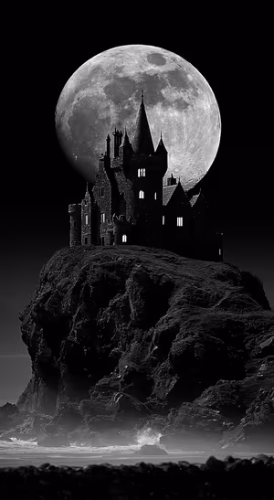 Moonlit Gothic Castle — iPhone lock screen wallpaper
