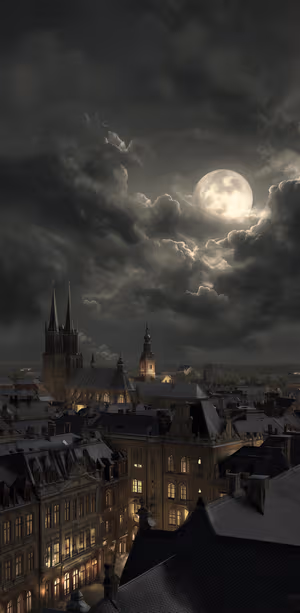 Gothic Moonlit Rooftops