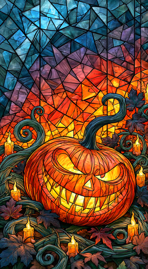 Gothic Pumpkin Stained Glass