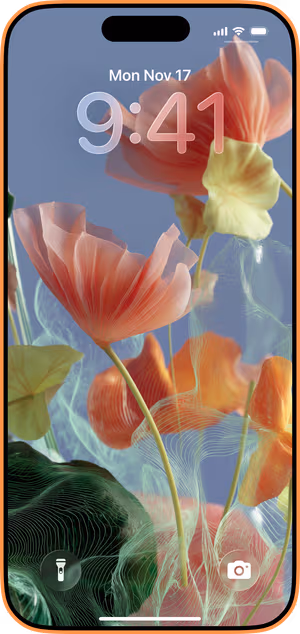 Wallpaper preview on iPhone 17 Pro Max running iOS 26 - Ethereal Poppies