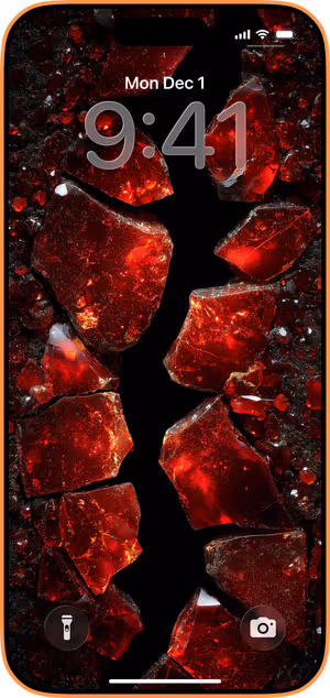 Wallpaper preview on iPhone 17 Pro Max running iOS 26 - Ruby Shard Rift