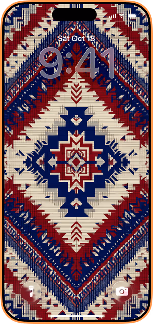 Wallpaper preview on iPhone 17 Pro Max running iOS 26 - Aztec Diamond Textile