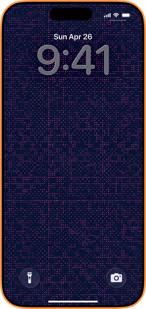 Wallpaper preview on iPhone 17 Pro Max running iOS 26 - Magenta Dot Matrix