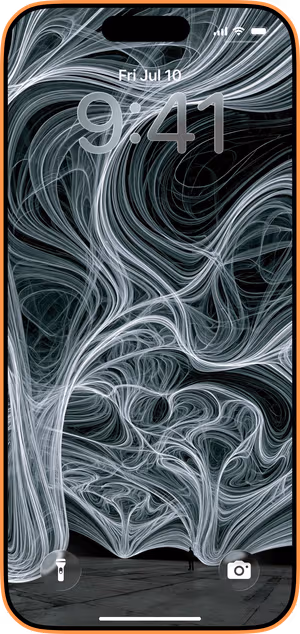 Wallpaper preview on iPhone 17 Pro Max running iOS 26 - Ethereal Light Ribbons