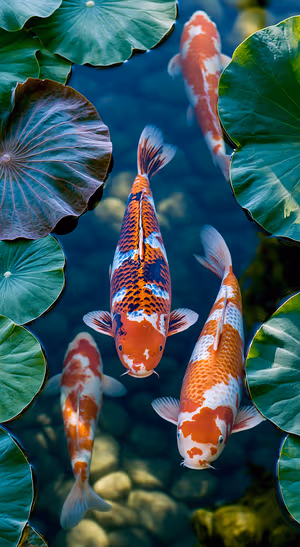 Blue Koi Pond — lock screen wallpaper