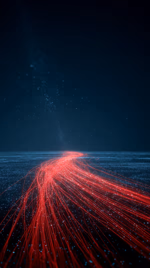 Futuristic neon red light trails sweeping over a dark blue starry plane ultra HD 8K image for iPhone.