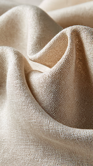 Minimalist linen texture close up with tactile woven folds on a warm beige background, ultra HD iPhone wallpaper