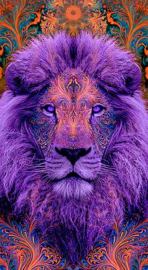 Violet Filigree Lion — iPhone lock screen wallpaper