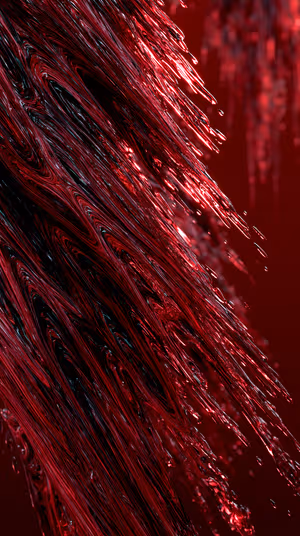 Glossy abstract liquid flow on a deep red and black background in a moody, high contrast aesthetic, ultra HD image.