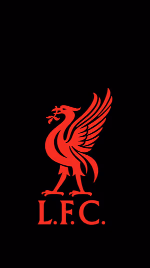 Minimalist Liverpool Liverbird crest centered on a red on black background in bold minimalist aesthetic ultra HD