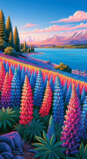 Lupine Lake Sunset — iPhone lock screen wallpaper
