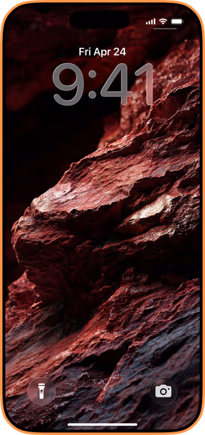 Wallpaper preview on iPhone 17 Pro Max running iOS 26 - Crimson Rock Macro
