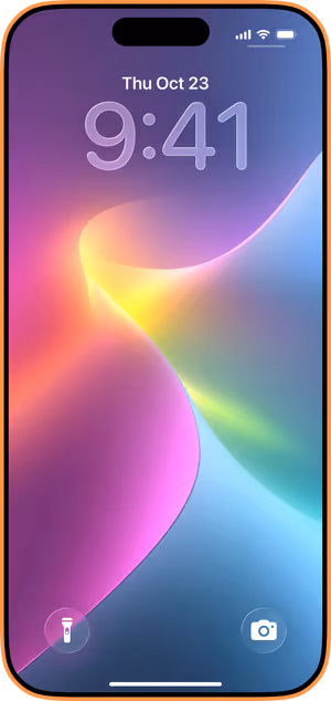 Wallpaper preview on iPhone 17 Pro Max running iOS 26 - Neon Pastel Waves