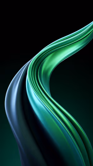 Abstract teal ribbon flow centered on a dark green background in a smooth modern aesthetic (Ultra HD 8K background)