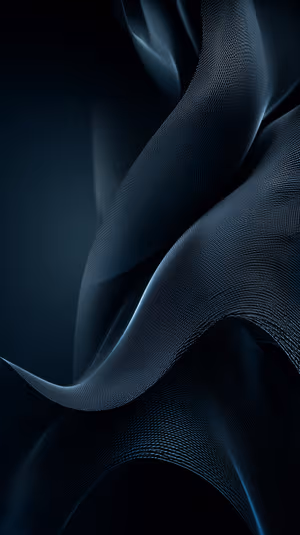 Minimalist mesh ribbons centered on a dark blue background in a moody, textured aesthetic ultra HD 8K image.