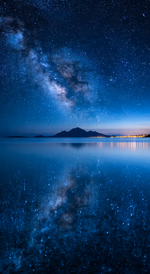 Milky Way Lake Reflection — iPhone lock screen wallpaper