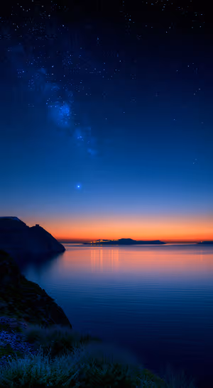 Midnight Coastal Glow — iPhone lock screen wallpaper